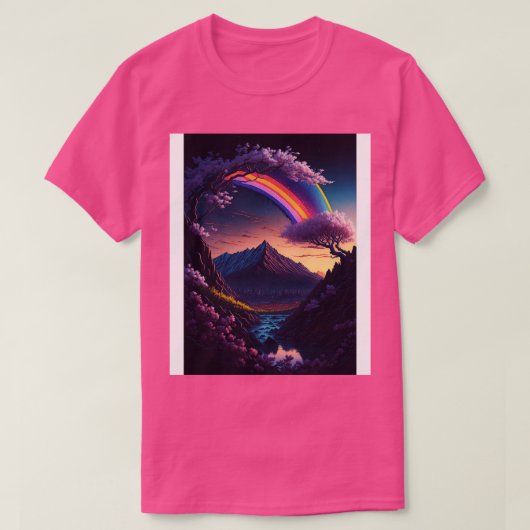 T-shirt Fleurs éthérées Sunset Serenity et Rainbow Refl (Design devant)
