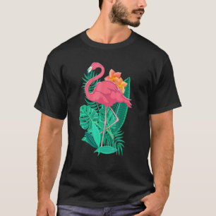 T-shirt Fleurs exotiques Zoo Animal Flamant rose d'oiseaux