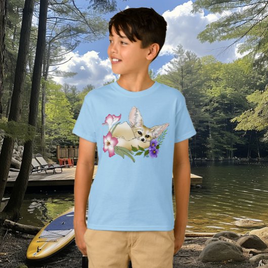 T-shirt Fleurs Fennec Fox mignonnes
