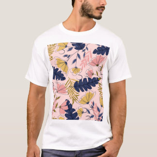 T-shirt Fleurs Feuilles tropicales Imprimer Vintage