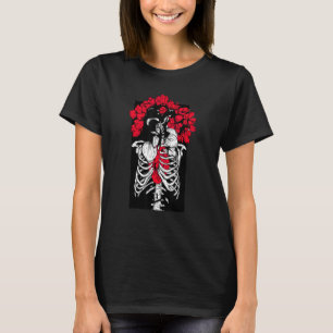 T-shirt Fleurs Filles Skeleton Sugar Roses Pour Femmes Fil