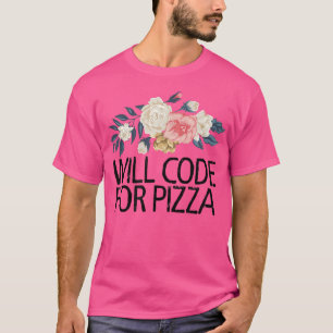 T-shirt Fleurs Florales Aquarelle Funny Code Pour Pizz