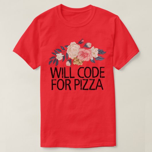 T-shirt Fleurs Florales Aquarelle Funny Code Pour Pizz (Design devant)