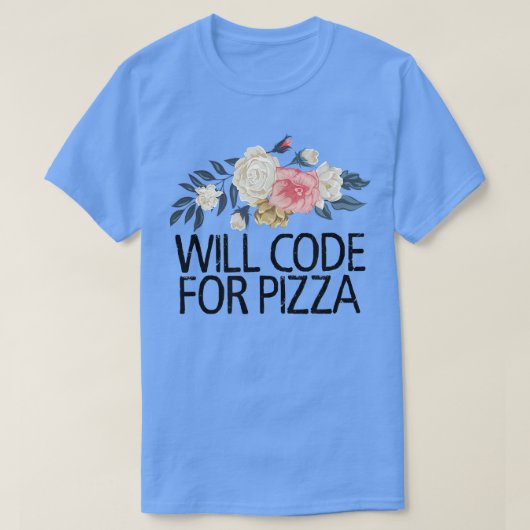 T-shirt Fleurs Florales Aquarelle Funny Code Pour Pizz (Design devant)