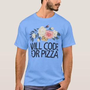 T-shirt Fleurs Florales Aquarelle Funny Code Pour Pizz