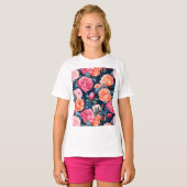T-shirt Fleurs florales roses Motif-80037 (Devant entier)