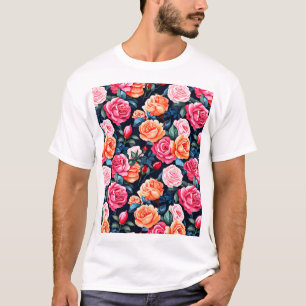T-shirt Fleurs florales roses Motif-80037