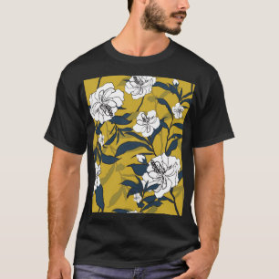 T-shirt Fleurs florissantes : Vintage Jaune sans couture.