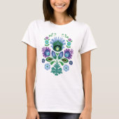 T-shirt Fleurs folkloriques polonaises bleu clair (Devant)
