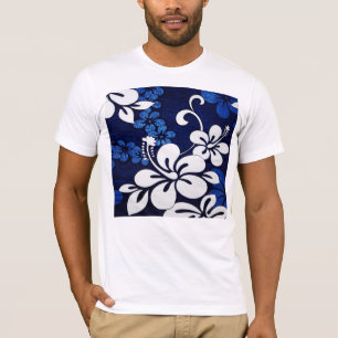 T-shirt Fleurs Hawaii Bleues