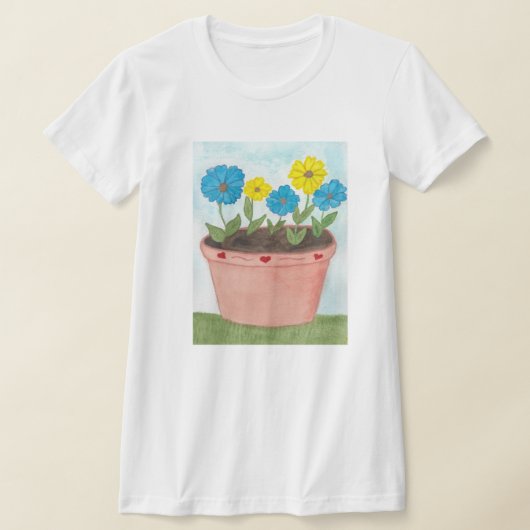 T-shirt Fleurs imaginaires dans un pot de fleurs avec des (Poser)