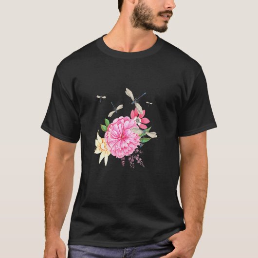 T-shirt Fleurs Insecter femmes filles Idée enfant libellul (Devant)
