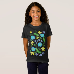 T-Shirt Fleurs jaunes et bleues