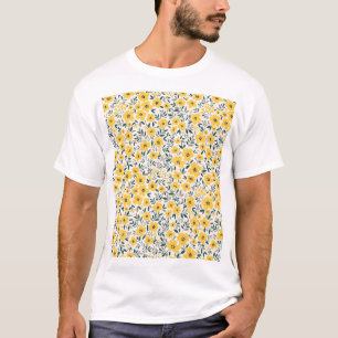 T-shirt Fleurs jaunes : moderne floral sans soudure.