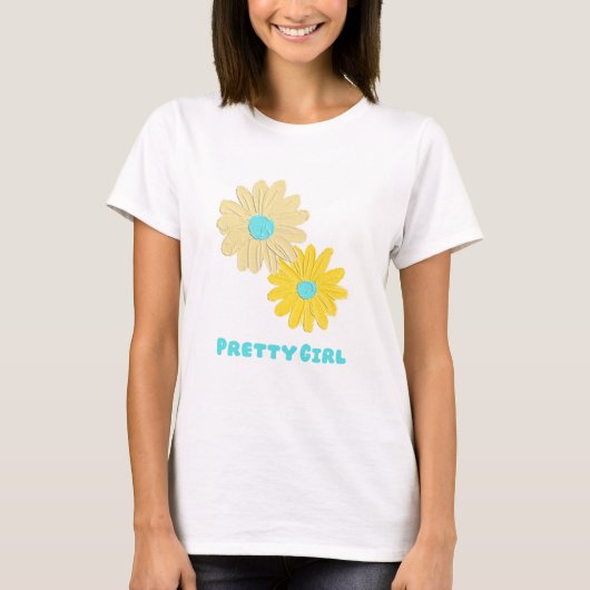 T-shirt fleurs jolie fille (Devant)