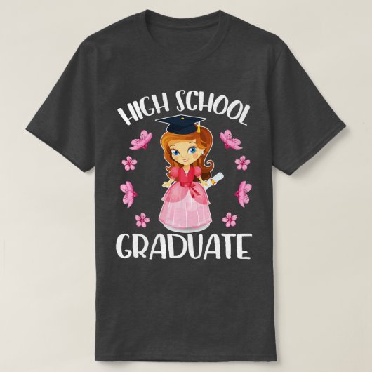 T-shirt Fleurs Joyeuses Fille Secondaire Lycée Diplômée Cl (Design devant)
