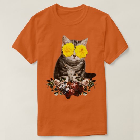 T-shirt Fleurs Kitten Cute Little Cat Collage (Design devant)