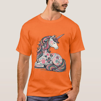 T-shirt Fleurs, licorne, licorne, licorne, fleurs et licor