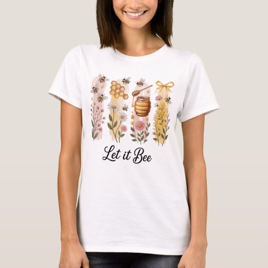 T-shirt fleurs, miel et abeilles (Devant)