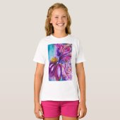 T-SHIRT FLEURS MORTES BLANCHES EN ROSE, PARKLES D'OR (Devant entier)