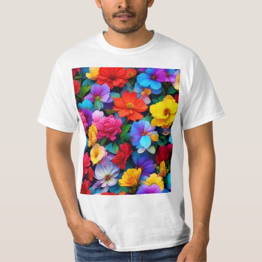 T-shirt Fleurs multicolores Motif-75647 (Devant)