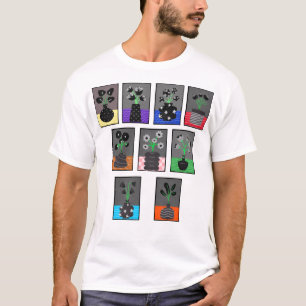 T-shirt Fleurs noires et blanches dans des vases noirs