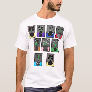 T-shirt Fleurs noires et blanches dans les vases noirs