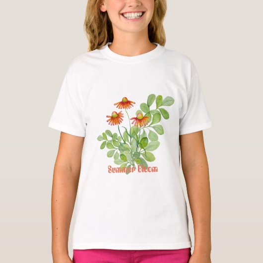 T-shirt Fleurs orange d'aquarelle (Devant)