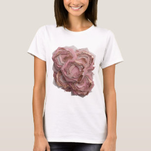 T-shirt Fleurs pailletées argentées roses et or rose brill