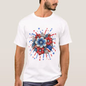 T-shirt Fleurs patriotiques en rouge blanc et 4 juillet bl (Devant)