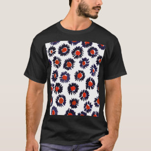 T-shirt Fleurs peintes à la main, motif rouge et bleu.