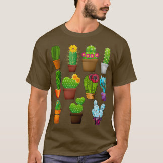 T-shirt fleurs poussant cactus