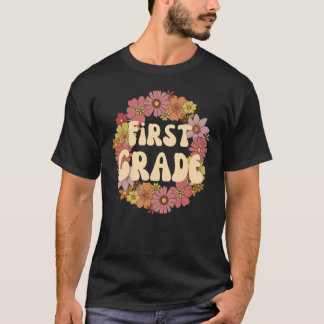 T-shirt Fleurs rétro Idée d'enseignant de 1ère année