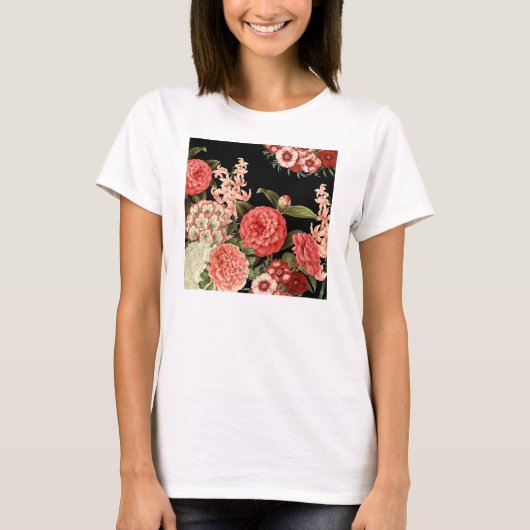 T-shirt fleurs roses botaniques vintages modernes (Devant)
