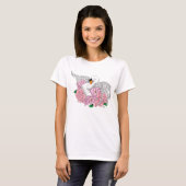 T-shirt Fleurs roses cygnes blanches (Devant entier)