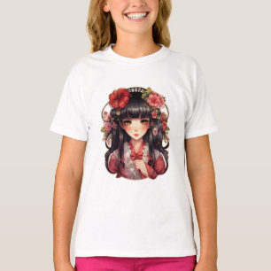 T-shirt Fleurs roses d'une fille