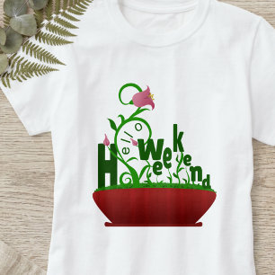 T-shirt Fleurs roses et vignes Texte en gras