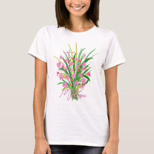 T-shirt Fleurs roses Fleurs sauvages Floral nom personnali