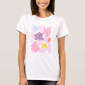 T-shirt Fleurs roses moderne jolie mode féminine (Devant)