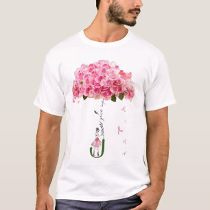 T-shirt Fleurs roses Ruban Lutte de sensibilisation au can
