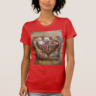 T-shirt Fleurs Rouge à Lèvres Coeur Série Steampunk