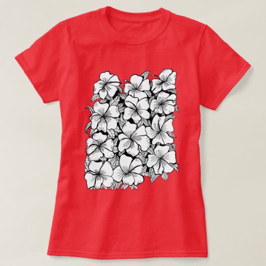 T-shirt Fleurs rouge rose (Design devant)