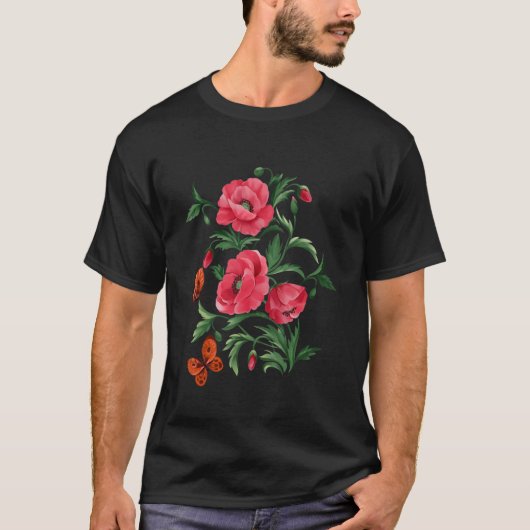 T-shirt Fleurs rouges (Devant)
