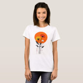 T-shirt Fleurs rouges et jaunes avec soleil (Devant entier)