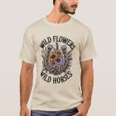 T-shirt Fleurs sauvages Chevaux sauvages (Devant)