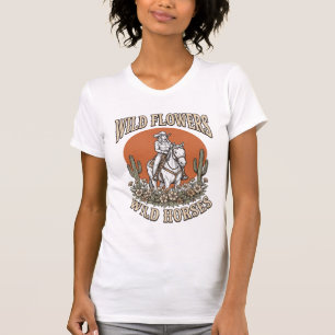T-shirt Fleurs sauvages Chevaux sauvages Chemise Western C