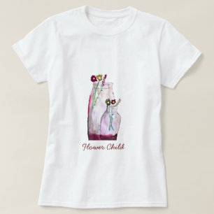 T-shirt Fleurs sauvages d'aquarelle Whimsical en vase