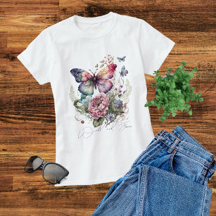 T-shirt Fleurs Sauvages Et Gratuites De Papillon Floral Fl