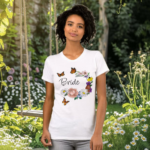 T-shirt Fleurs sauvages Floral Bleu Champignons