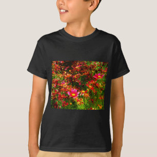 T-shirt Fleurs sauvages rose et jaune pâle